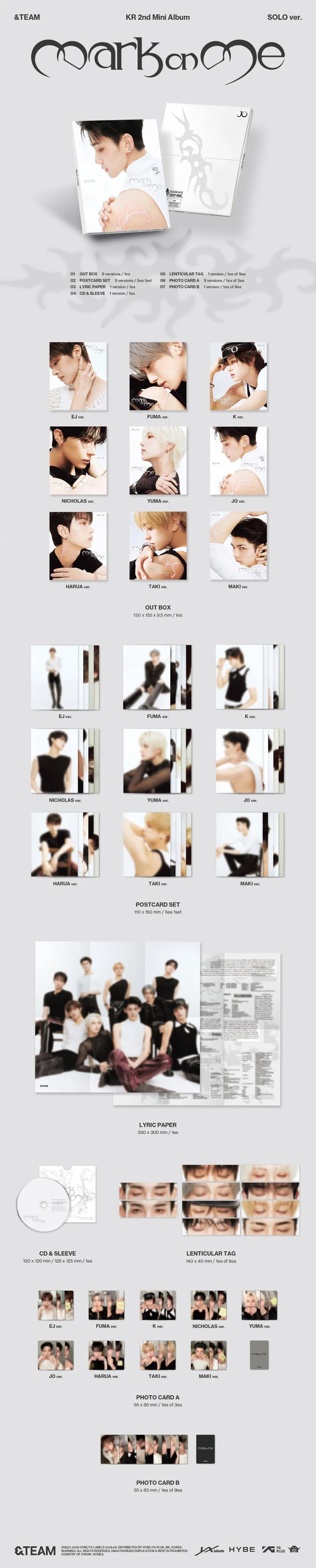 &TEAM - KR 2nd Mini Album 'Mark on Me' (SOLO ver.)