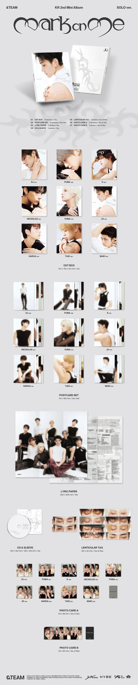 &TEAM - KR 2nd Mini Album 'Mark on Me' (SOLO ver.)