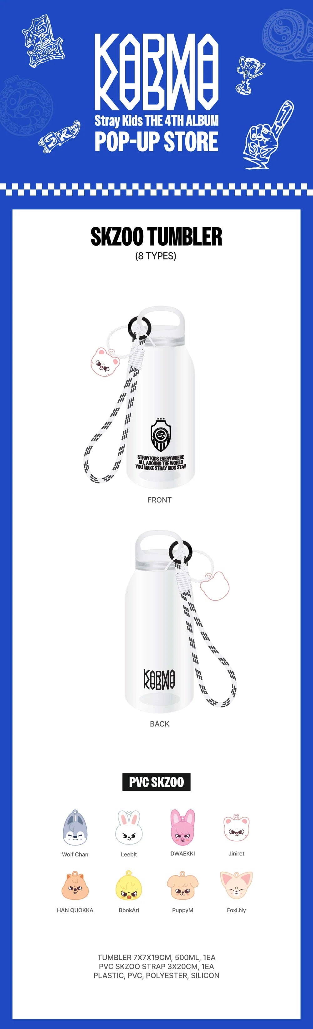 STRAY KIDS - SKZOO Tumbler - KARMA POP UP STORE OFFICIAL MD 2