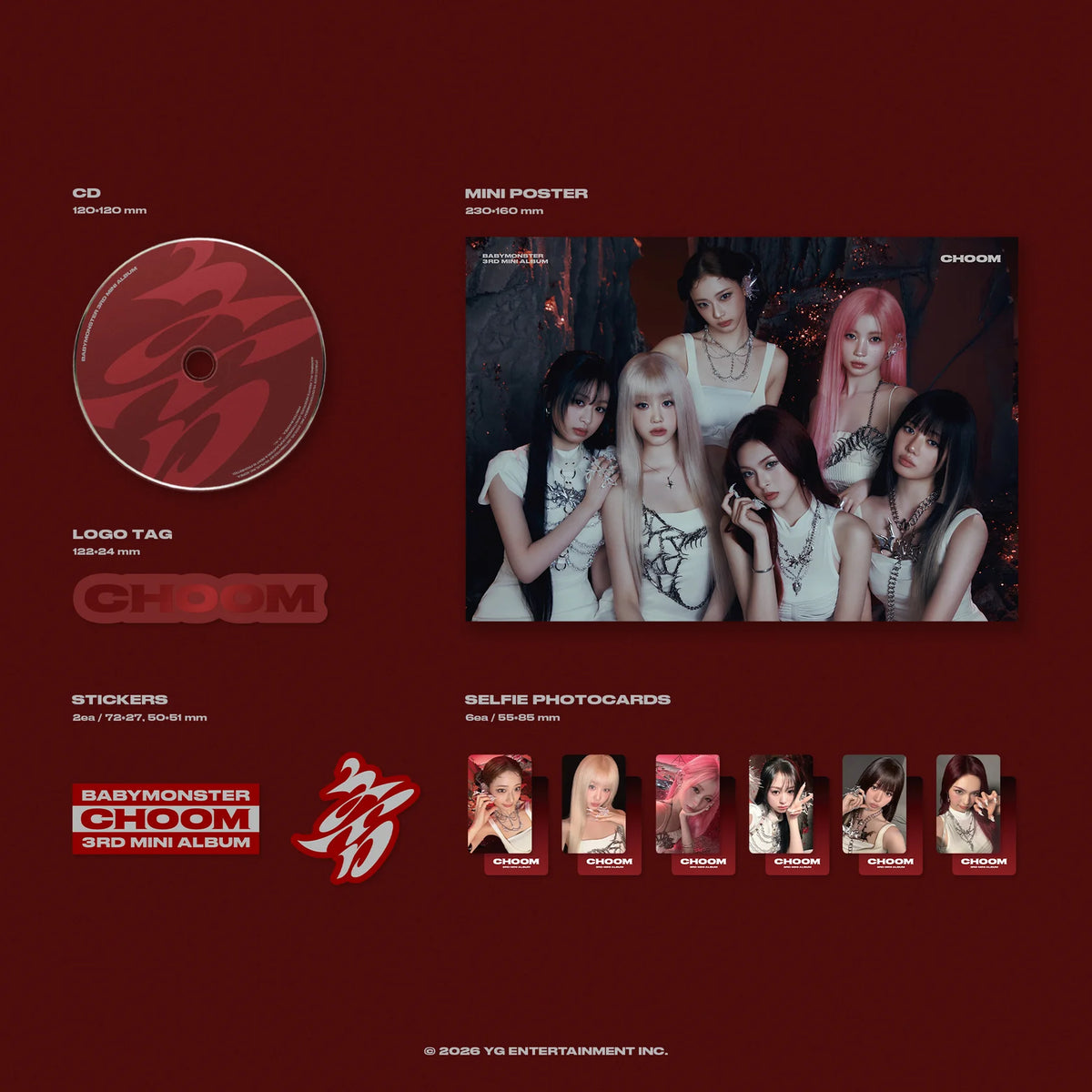 (GROUP VIDEO CALL EVENT) BABYMONSTER 3rd MINI ALBUM [춤 (CHOOM)] (Crimson / Metallic / Prism Ver.)