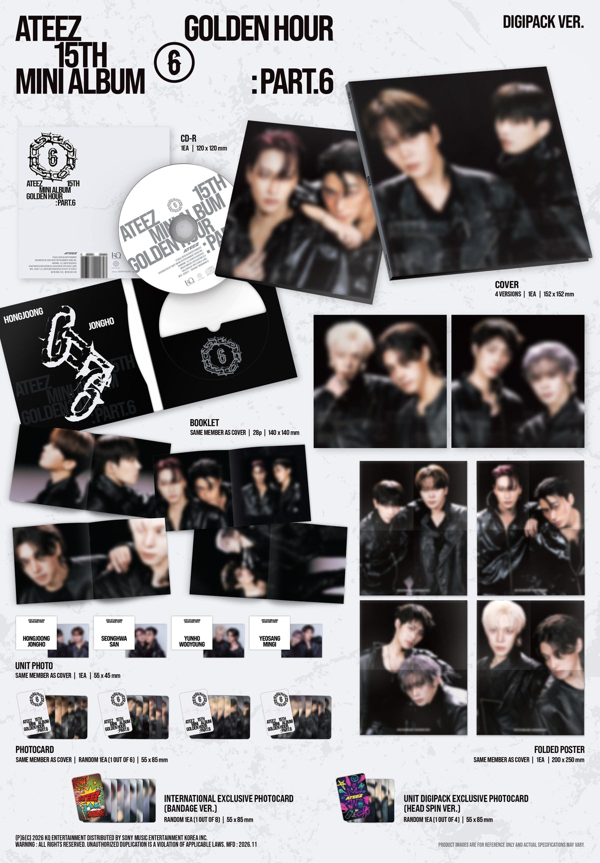 [PRE-ORDER] ATEEZ - GOLDEN HOUR : Part.6 (DIGIPACK UNIT VER.) - UNIT DIGIPACK Exclusive (Random)
