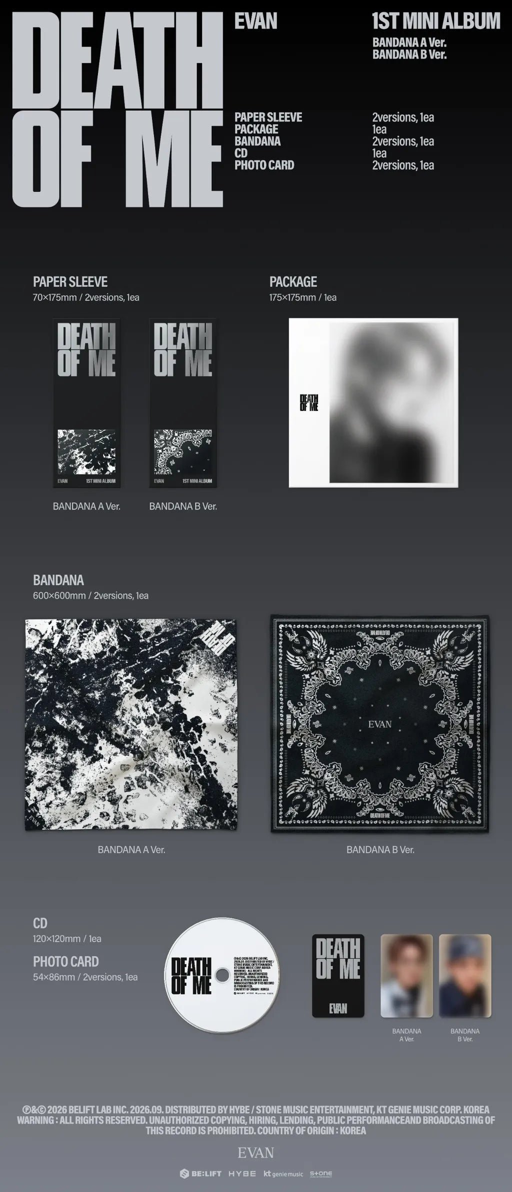 [PRE-ORDER] EVAN - DEATH OF ME (BANDANA Ver.)