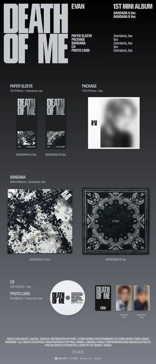 [PRE-ORDER] EVAN - DEATH OF ME (BANDANA Ver.)