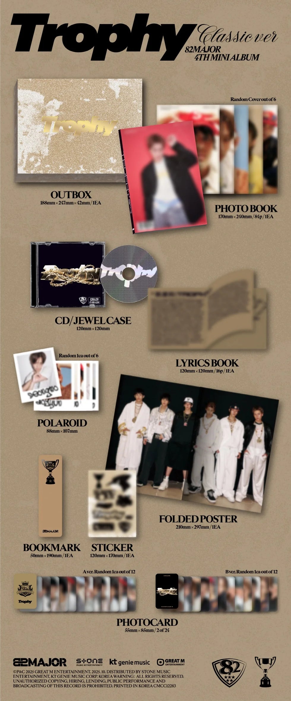 (Pre-Order + EUROPE SIGNED ALBUM EVENT) 82MAJOR - Trophy - 4th Mini Album (Classic Ver.)