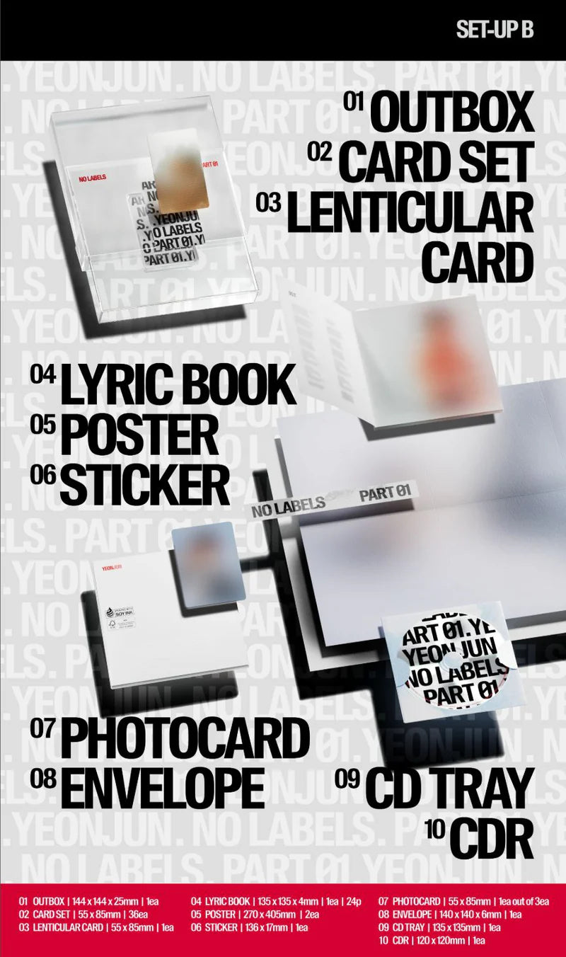 YEONJUN - NO LABELS: PART 01 SET of 3 different versions + WEVERSE GIFT