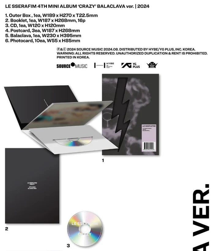 LE SSERAFIM - CRAZY (4TH MINI ALBUM) BALACLAVA VER.