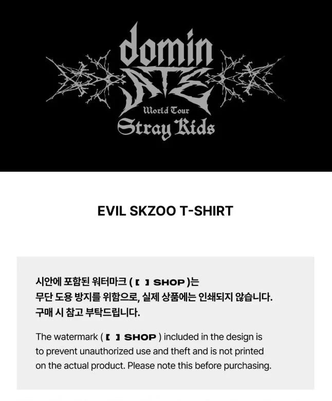 STRAY KIDS - EVIL SKZOO T-SHIRT (DOMINATE WORLD TOUR OFFICIAL MD)